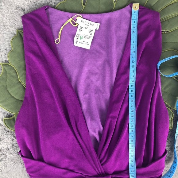 NWOT Etro Purple Deep V Maxi Dress Gown - Picture 13 of 13